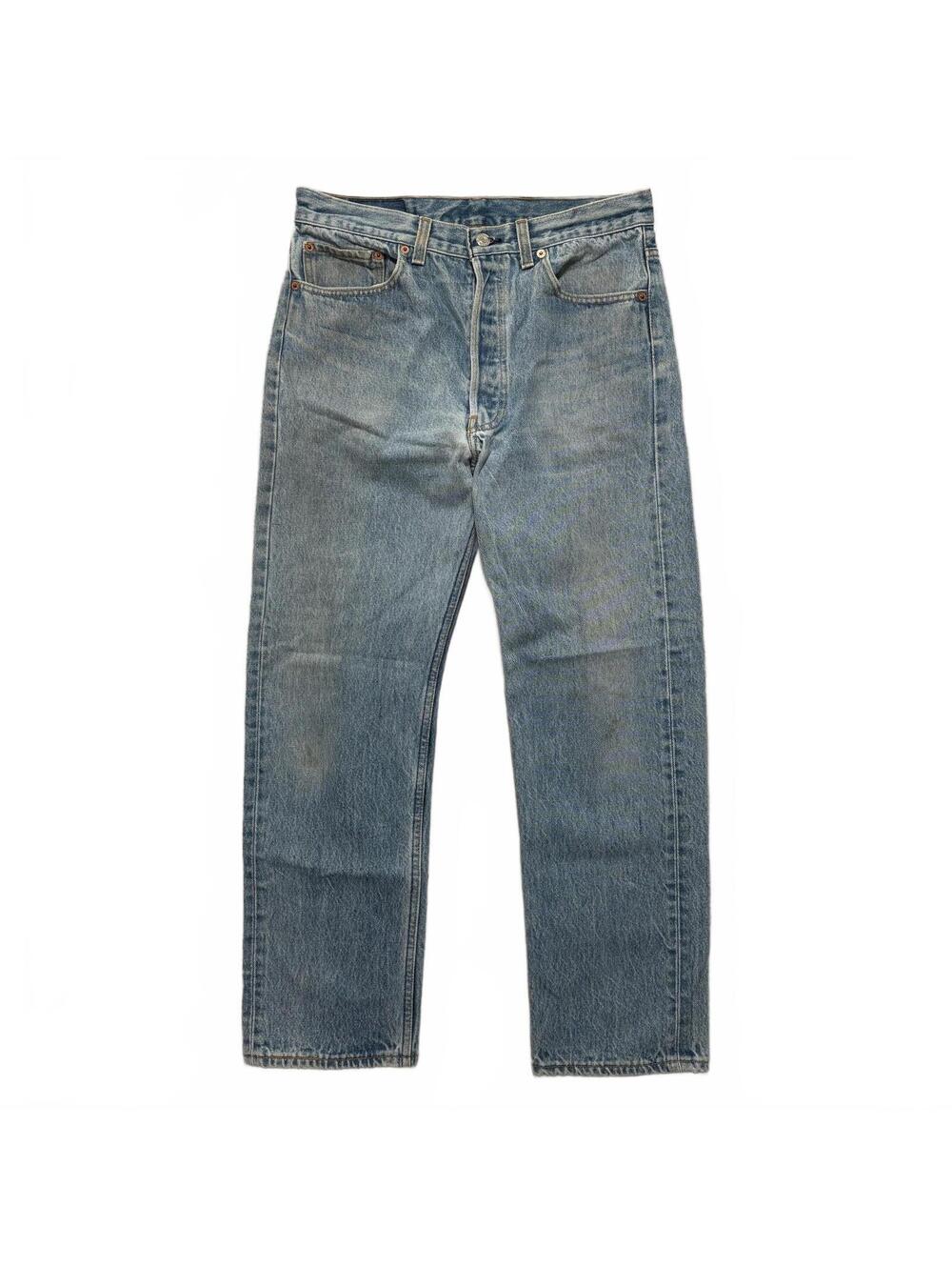 VTG 90's Levi's 501 Faded Light Wash Straight Leg Jeans Men's 32x28 Blue USA